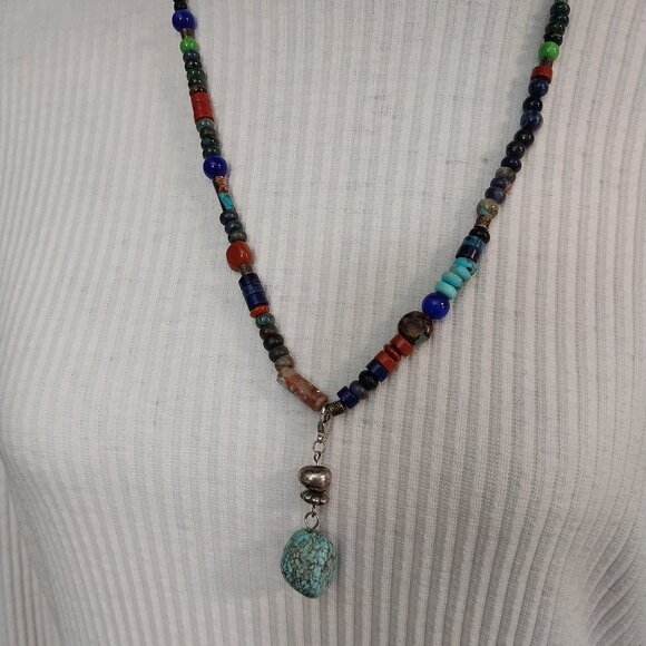 Hand Crafted Jewelry - 3365 Stone Bead Necklace plus two Cuff Bracelets, Estate Finds.